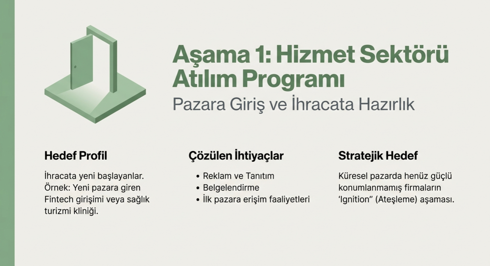 Aşama 1 - Hizmet Sektörü Atılım Programı
